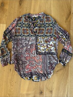 Olivaceous Multicolor Paisley & Floral Patchwork Button-Down Shirt